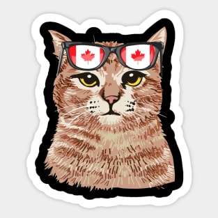Funny Cat Sunglasses Canadian Flag, Canada Flag Sticker